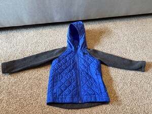 The North Face Toddler Boys Blue Quilted Fleece Hybrid Hooded Jacket Size 5T